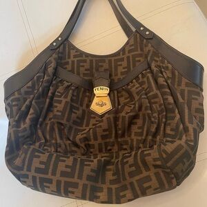 Fendi Black and Brown Monogram Shoulder Bag